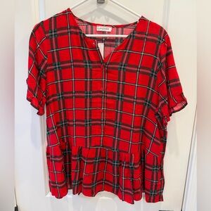 ANDREE BY UNIT Red and Black Plaid Top